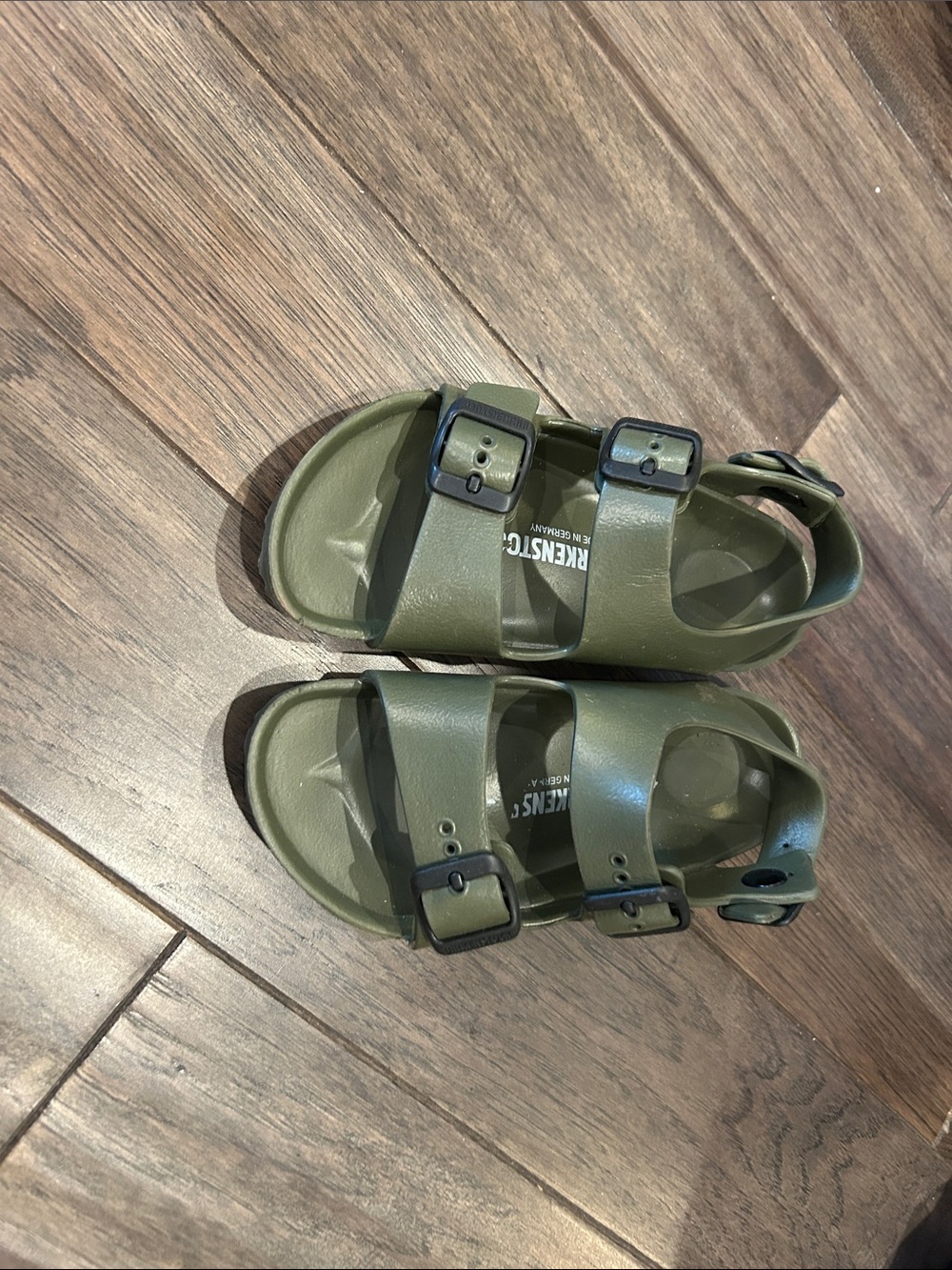 Birkenstock Kids Olive Green Double Buckle Sandals